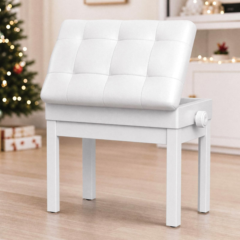 Solid Wood Accent Stool, White