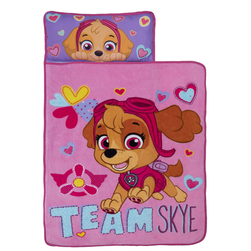NoJo Paw Patrol Team Skye Toddler Nap Mat -  Includes Attached Pillow and Fleece Blanket