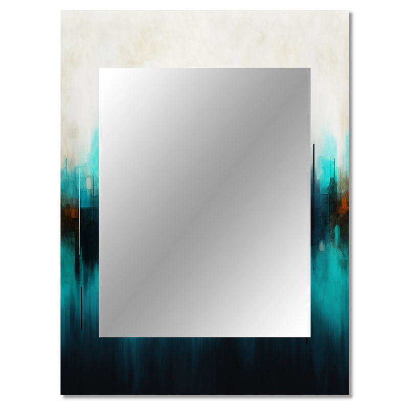 Bleu et noir ondulation abstraite Medley II - miroir décoratif abstrait, miroir mural bleu, impression d'art en métal