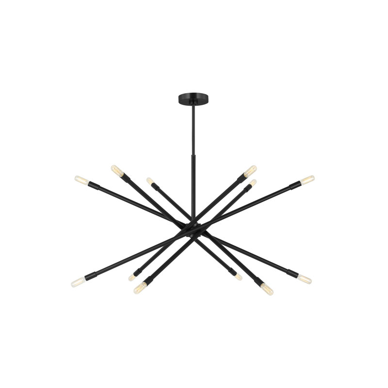 12-Light Dimmable Sputnik Chandelier, 23" H x 42" W x 42" D, Midnight Black