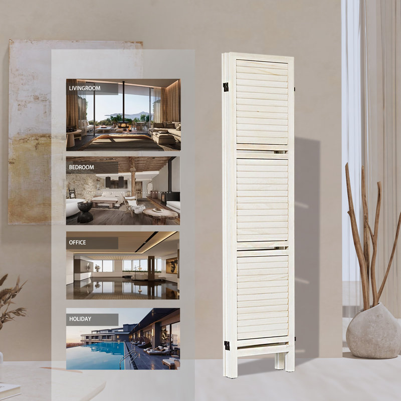 Paravent avec tablettes, Blanc antique