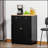 Sideboard with Solid Wood Countertop, Modern Kitchen Storage Cabinet, Coffee Bar Cabinet with 2 Drawers, Doors and Adjustable Shelf