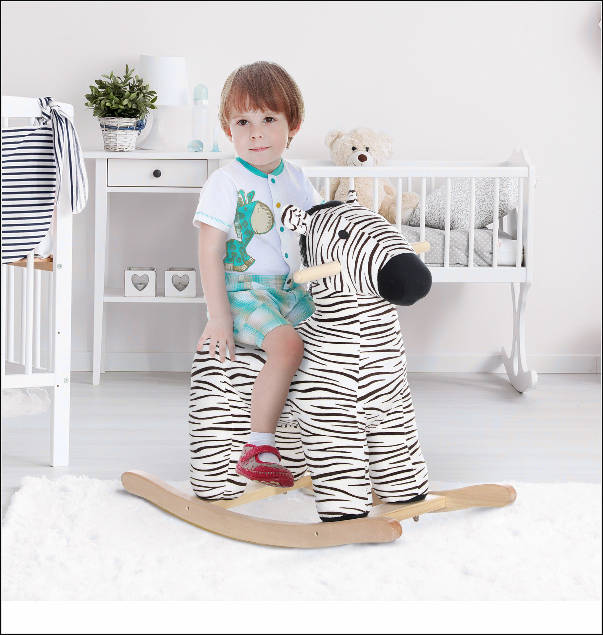 Charlton Home® Qaba Rocking Horse, Kids Rocking Animal, Zebra Shaped ...