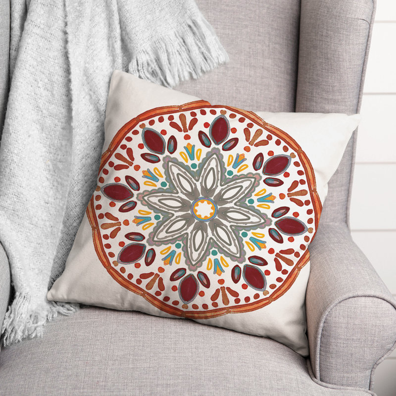 Outdoor Reversible Throw Pillow, Red, Floral 8