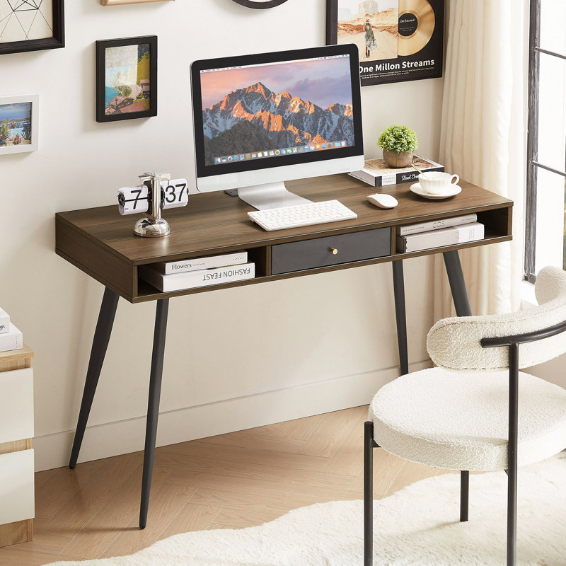 Bureau avec ports USB et prise de courant, bureau d'écriture moderne avec tiroirs, bureau d'ordinateur multifonctionnel
