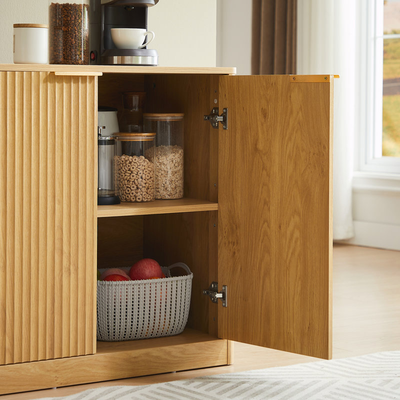 Armoire à 6 portes avec fonction de rangement, Naturel, H 27,7 po x l 67 po x P 15,7 po