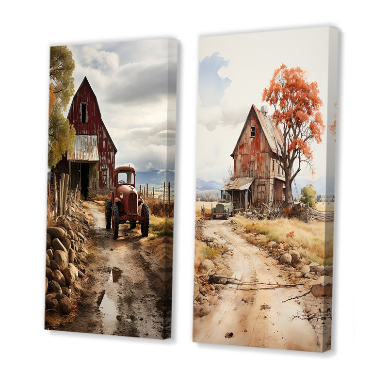«Barns Rustic Charm VI», 2 pièces, Toile tendue, H 32 po x l 32 po