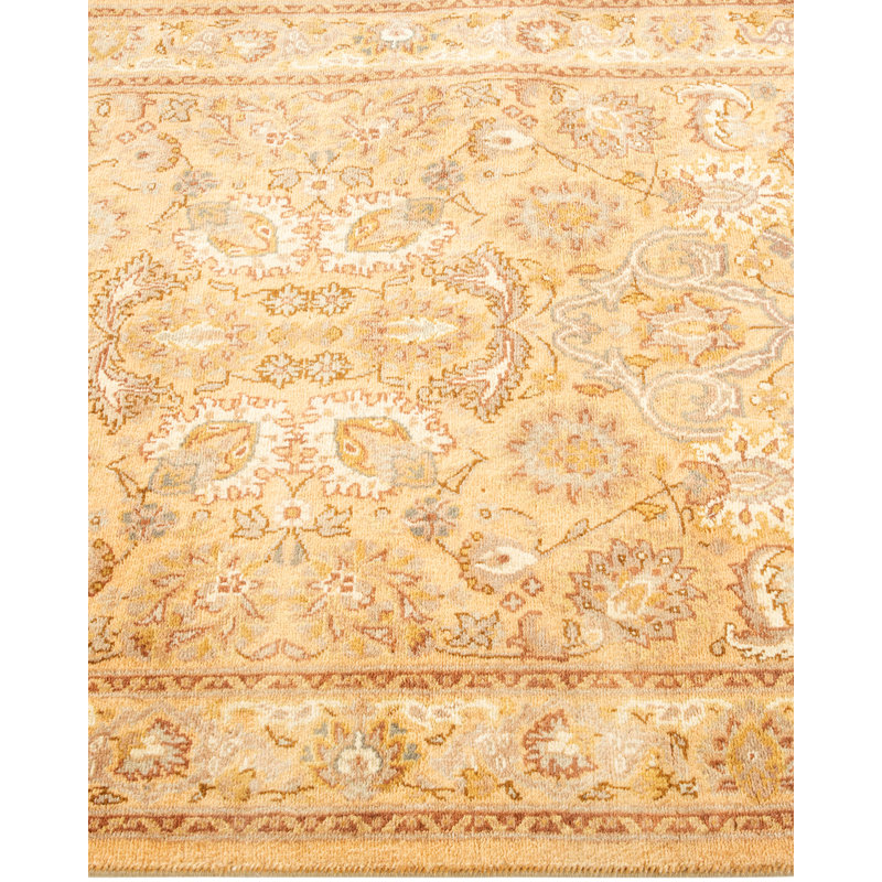 Handmade Yellow Wool Traditional Runner Rug