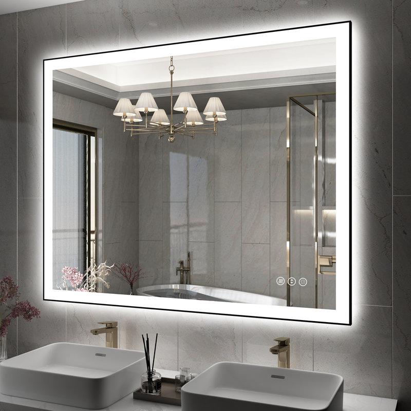 Dokes Black Framed  LED  Bathroom Vanity Mirror passed ETL, 32" x 40"