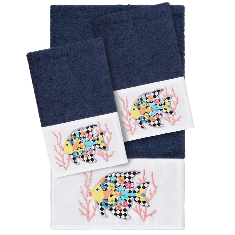 FELIZ 3 Piece Turkish Cotton Towel Set, Midnight Blue