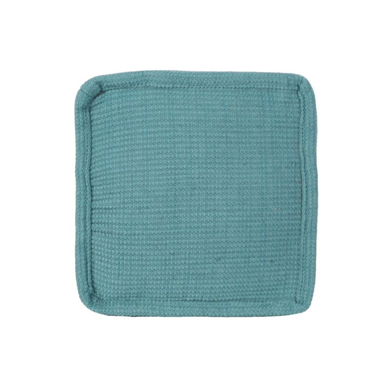 Hansolo Yarn Square Pouf, Teal