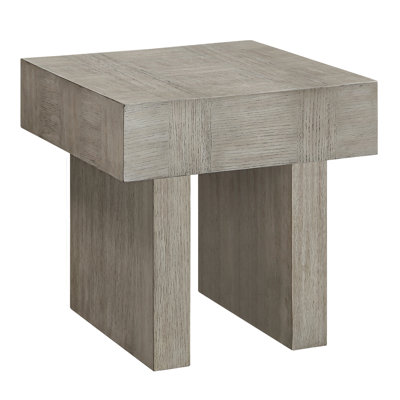Table de bout en bois de style contemporain en gris brun - forme carrée pour le salon