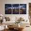 «Stormy City Skyline with Lightning Over Water», ensemble de 3 toiles murales-463633548
