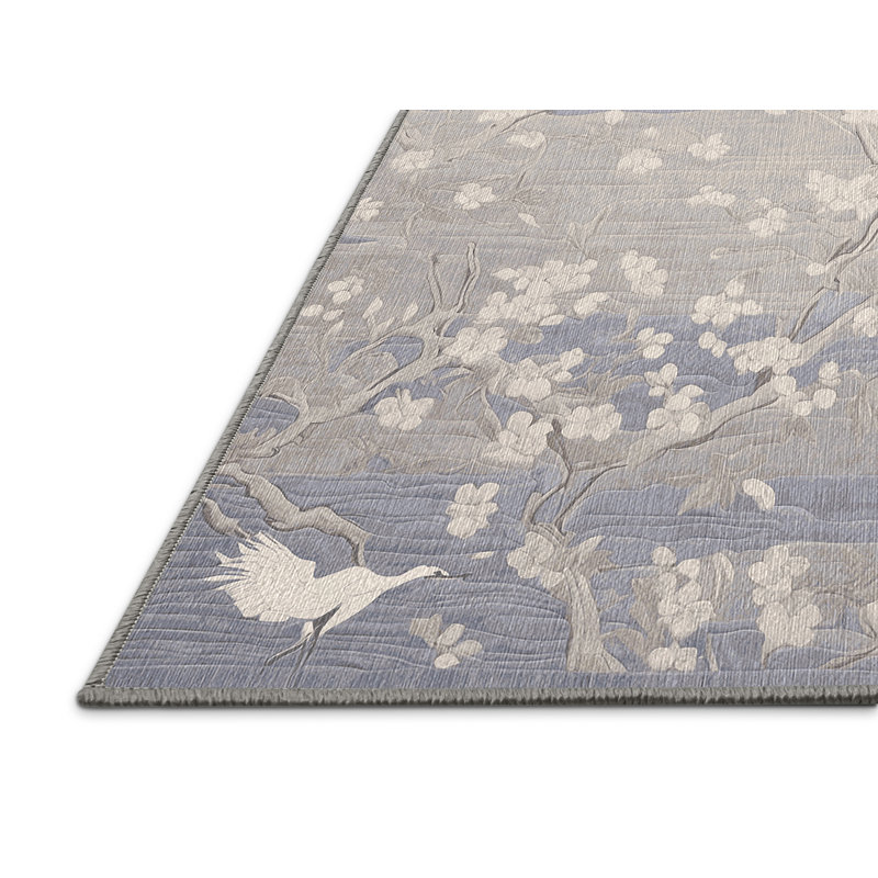 Machine Washable Gray Area Rug, Round 7'