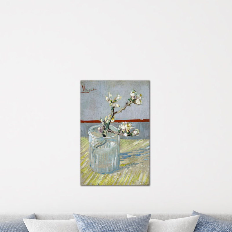 Sprint of Flowering Almond Blossom In A Glass par Vincent Van Gogh - Estampe numérique sur toile tendue avec châssis
