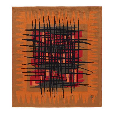 One-of-a-Kind 6’7”x7’3” 1960s Wool Area Rug