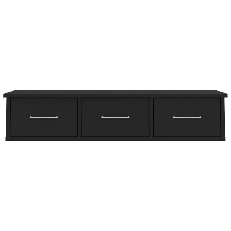 Acesyn Floating Shelf with Drawer, Black