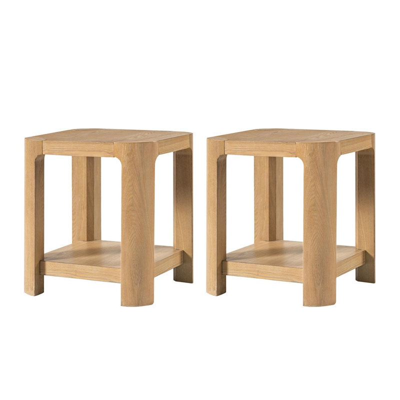 Table d'appoint d'angle arrondie moderne Alonso de 51 cm (20 po) de largeur avec tablette ouverte et rangement