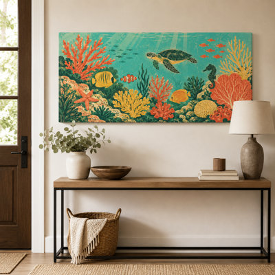 Tropical Reef Sea Life Wrapped Canvas Wall Art, Ocean Resort Escape Decor