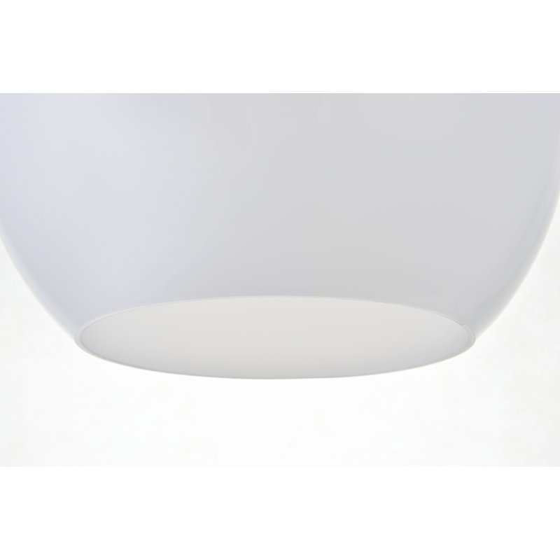 Luminaire suspendu sphérique simple à 1 lumière Snead, Laiton, Blanc givré, H 72 po x l 11,8 po x P 11,8 po