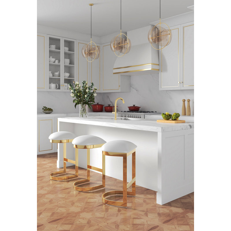 Aura Metal Upholstered Barstool, White