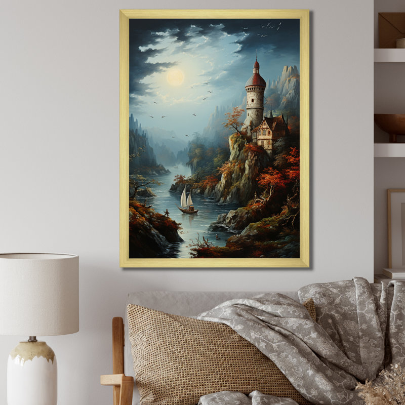 «Castles With The Fall», art mural sur toile, H 20 po x l 12 po x P 1 po, Cadre doré à une seule photo