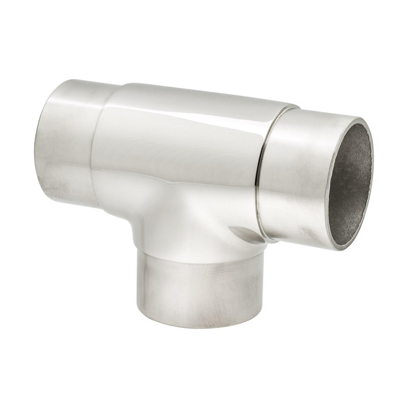 Raccord en T en acier inoxydable poli de 2 po de diamètre x 2-3 / 8 po H pour barre de 2 pouces