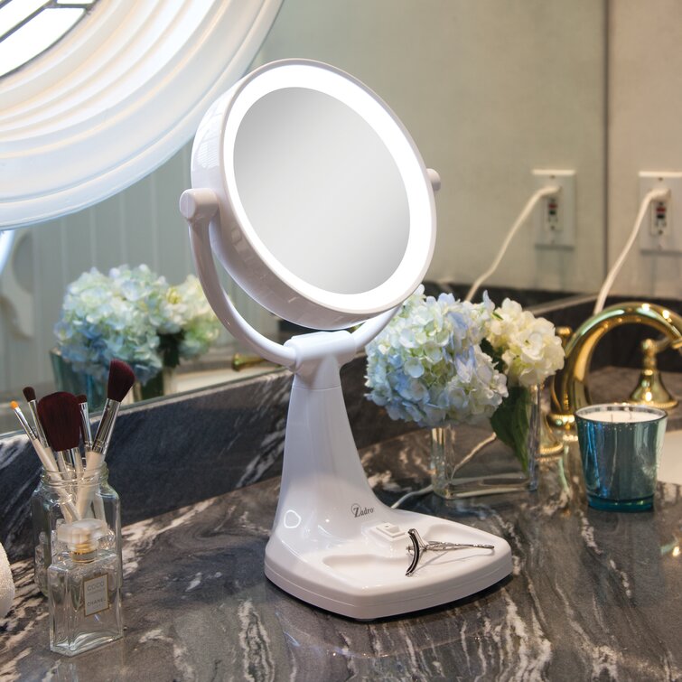 Round floor to ceiling mirror, single and double side with lamp floor  standing hair mirror stand hair salon dedicated INS