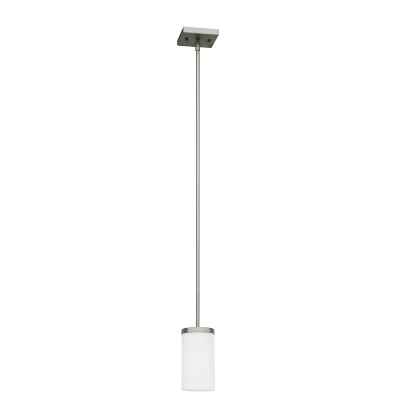 Luminaire suspendu cylindrique à 1 lumière Lamas, Acier satiné
