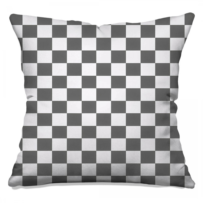 Coussins décoratifs noirs et blancs à carreaux, 26 x 26 inches