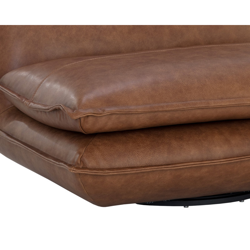 Chaise longue pivotante en cuir pleine fleur 42,5 po - Brun