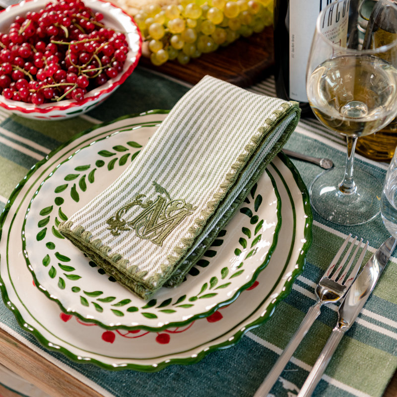 TWILL STRIPE GREEN Table runner