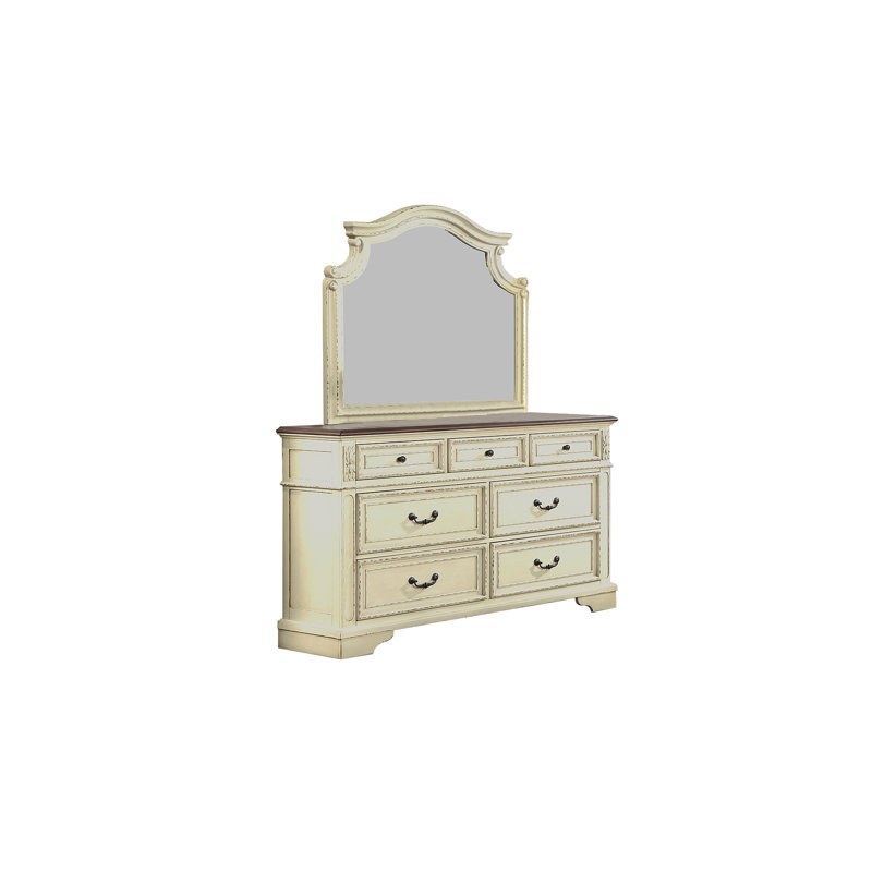 Miroir Noble de style traditionnel en bois beige antique