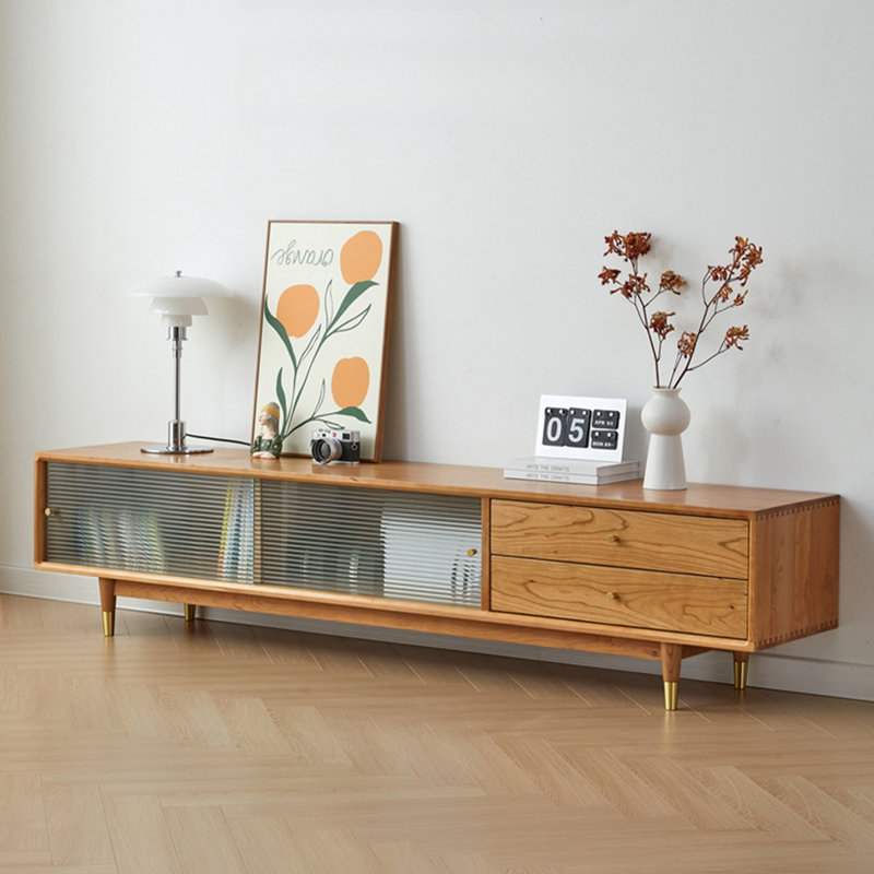 Meuble télé moderne et multifonctionnel de grande capacité, H 17,72 po x L 94,49 po x l 15,75 po, Tanné