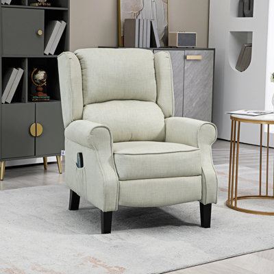Fauteuil inclinable en lin blanc avec massage par vibrations