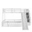 Lit simple superposé au dessus d'un lit double avec glissade, escalier de rangement, lit superposé en bois de pin massif avec garde-corps, blanc-129123606