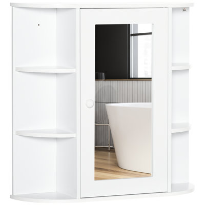 White Bathroom Mirror Cabinet - High Grade , Multiple Shelves For Items, Central Makeup, 26" W X 6.75" D 24.75" H, Shelf Capacity 11 Lbs Solid Construction, Ample Storage Soaps And Tissues,