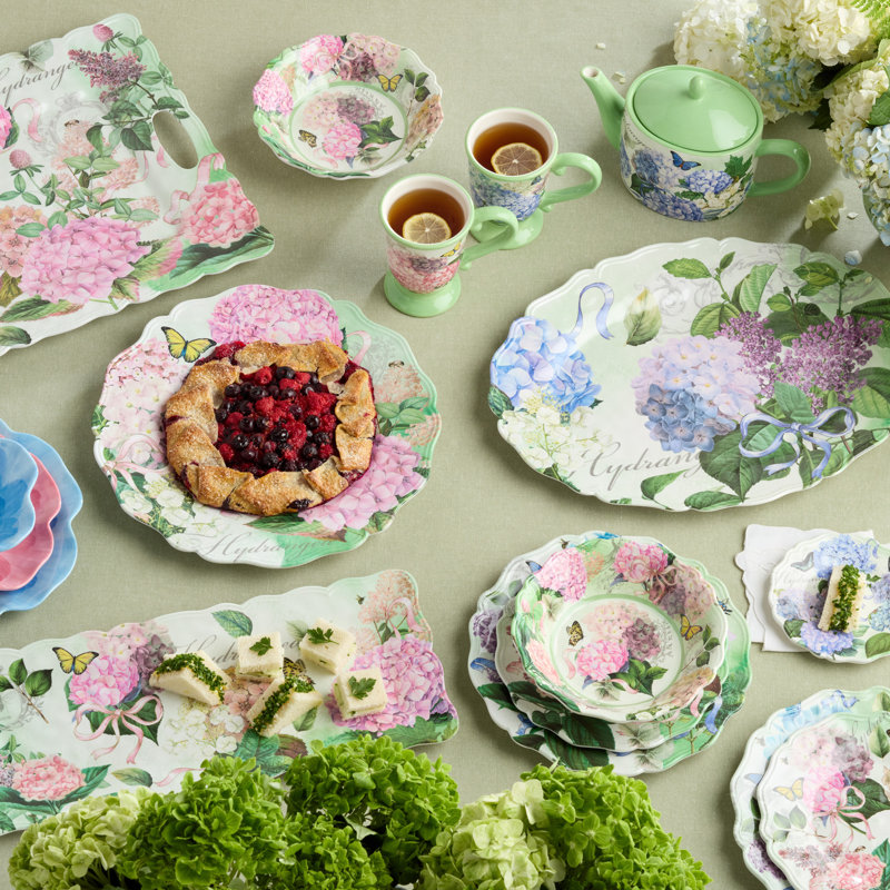 Ensemble de 4 bols polyvalents et durables à motif floral 3D en mélamine Wildflower Blue
