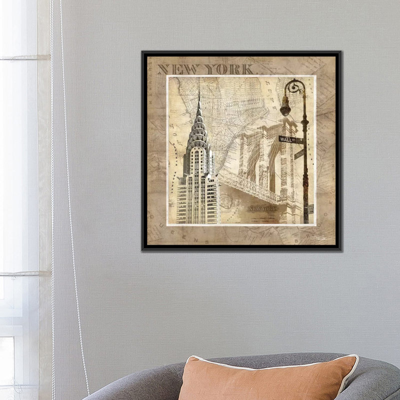 «New York Serenade», impression sur toile, H 18 po x l 18 po x P 1,5 po, Toile avec cadre noir, Pas de tapis