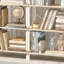 Bibliothèque à 4 niveaux avec design en X, tablettes de rangement de style industriel pour le salon et le bureau personnel, blanc