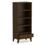 Bibliothèque Harper en bois massif de style Mid-Century 60 "avec tablettes ouvertes et pieds fuselés-1334406717