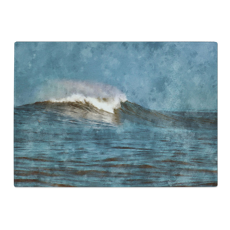 Tempered Glass Wave Rising Painting Chopping Board, 20 cm x 28.5 cm