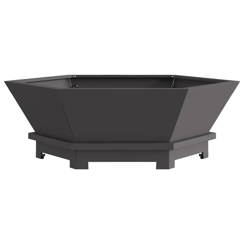Modern Fire Pit, Black, 28cm H x 75cm W x 75cm D