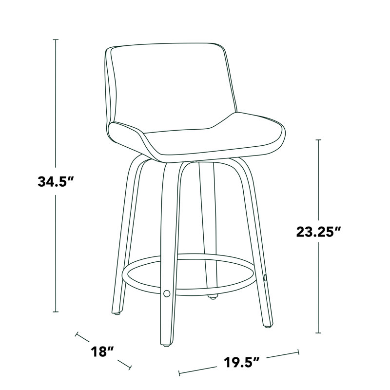 Santi Fixed-Height Stool - Set Of 2, Black, Counter Stool (24” Seat Height)
