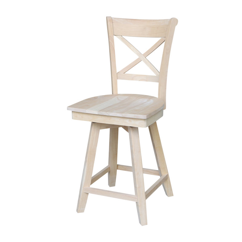 Tabouret de bar pivotant Deonda, Non fini, Tabouret de comptoir (siège d'une hauteur de 24 p
