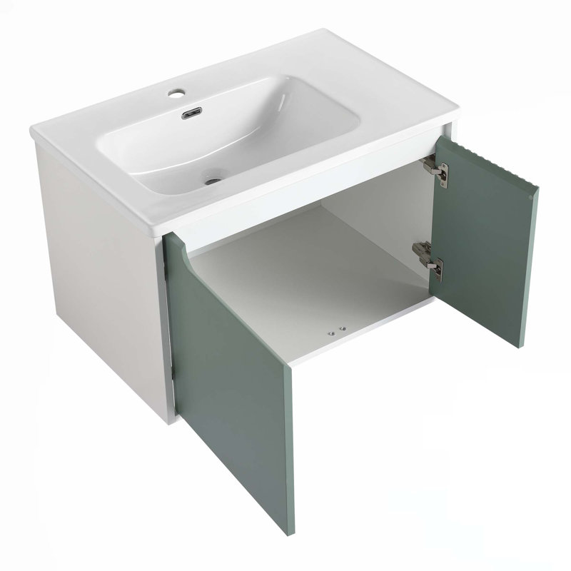 Wall-Mounted Bathroom Vanity With Ceramic Sink