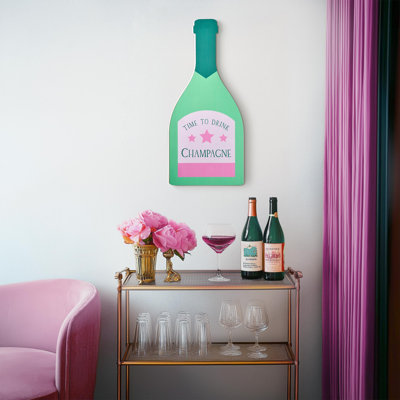 Winston Porter Tipsy Champagne Wall Plaque - 12" x 26" x 0.75"