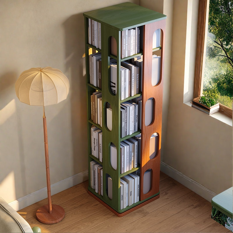 Bibliothèque tournante de style français, (5 tablettes) H 61,81 po x l 17,32 po x P 17,32 po