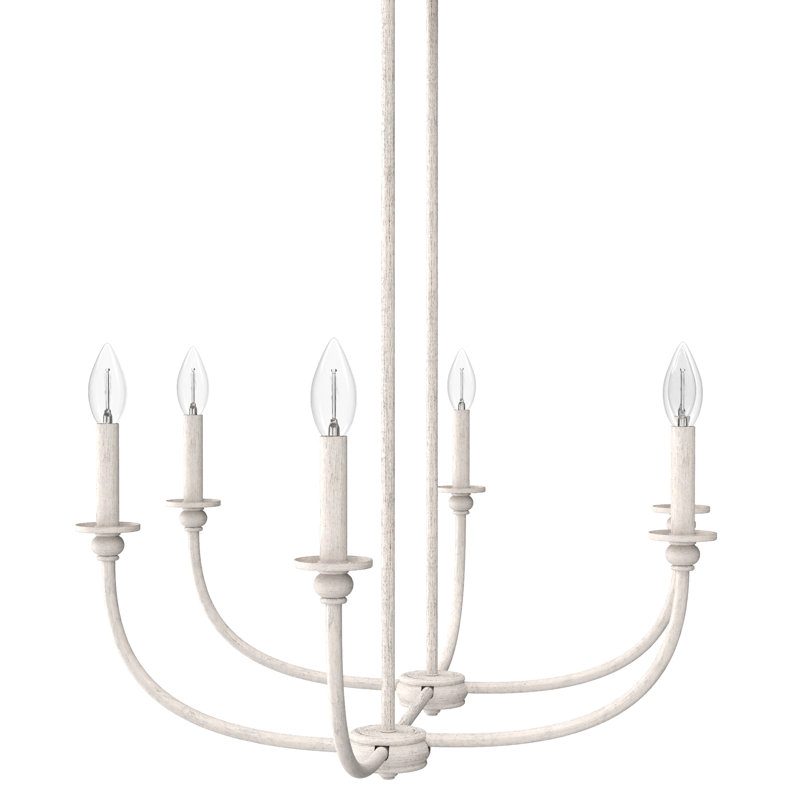Hunter Southcrest 6 Light Linear Chandelier Ceiling Light Fixture, Distressed White