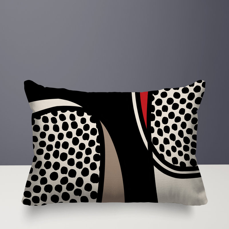 Coussin lombaire réversible intérieur / extérieur Jai Abstract, H 14 po x l 20 po, Rouge